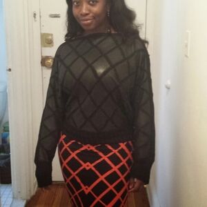 Black Women's Diamond-Texture Boatneck Sweater